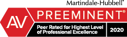 AV Preeminent | Martindale-Hubbell Lawyer Ratings | Peer rated for highest level of professional excellence in 2020